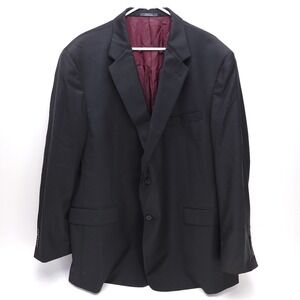 Austin Reed Mens Dillards Sport Coat Jacket Blazer Size 52 R Black Double Button